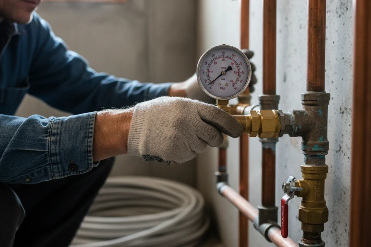 Pressure testing a repaired line during Water Line Repair in Monrovia